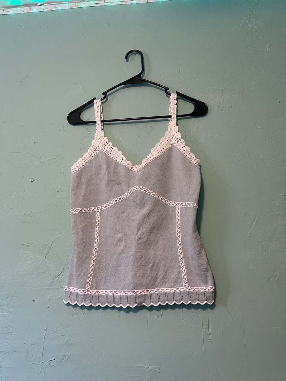 Express Y2K grail Cami Size M Blue Lace Trim Babydoll